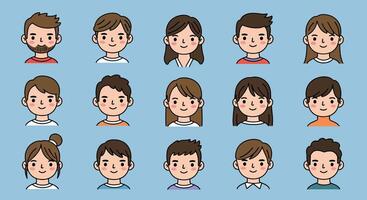 Diverse group of smiling characters in flat design style illustration vector