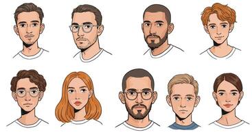 Character expressions changing from one frame to another in minimal art vector