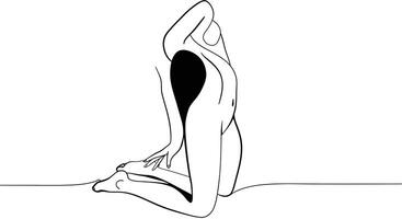 Flexible human figure in a dynamic pose with minimal colors and lines art vector