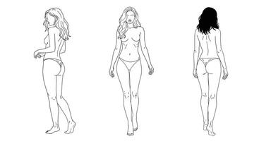 Woman walking transition in flat minimal style art vector