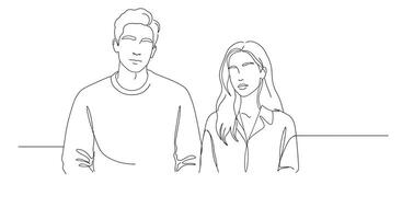 Couple standing together in a minimal flat design style art vector