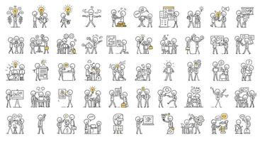 Characters engaging in various activities with flat design style art vector