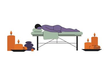 Relaxing massage scene with candles and stones in minimal art vector