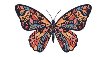 Colorful butterfly design in flat style featuring intricate patterns and details art vector