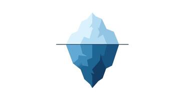 Iceberg Above and Below Water Surface in Flat Minimal Art vector