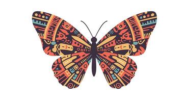 Colorful butterfly design with intricate patterns in flat art style illustration vector