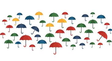 Colorful umbrellas in flat design style creating a vibrant composition illustration vector