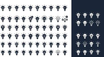 Light bulb icons showcasing various concepts in flat minimal art vector
