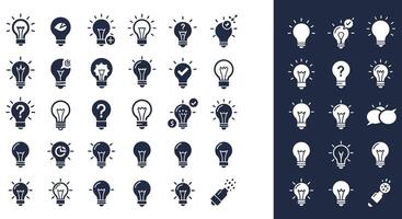 Light bulb icons in flat design showcasing various concepts and emotions art vector