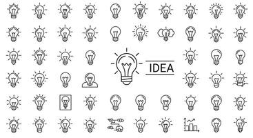 Light bulb icons showcasing creativity in minimal design style art vector
