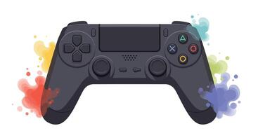 Game controller design with colorful splashes in flat style art vector