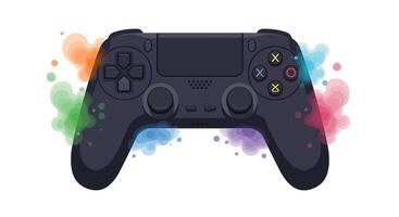 Gaming controller design with colorful splashes in flat style art vector