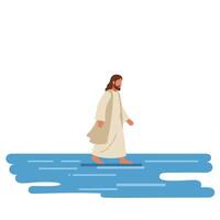 Walking figure on water in flat design style art vector