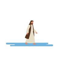 Character walking on water in minimal style illustration vector