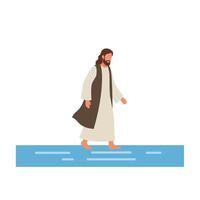 Person walking on water in minimal flat design art vector