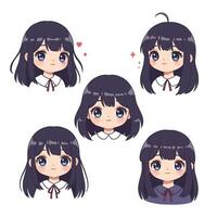 Cute character expressions in flat design style illustration vector
