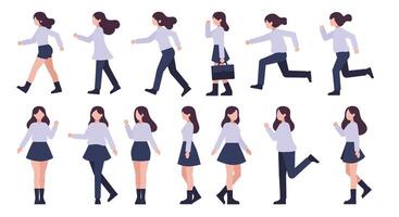 Character walking in different poses with flat design style art vector