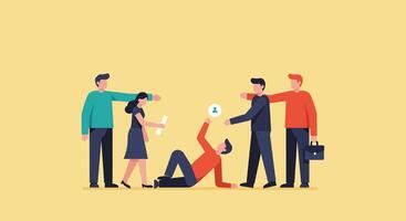 Group of people interacting with a fallen individual in a playful scene vector