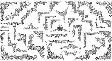 Intricate black and white decorative borders and frames in various designs and styles vector