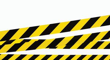 Yellow and black striped caution tape in various angles across a white background vector