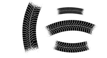 Tire tread patterns showcasing various designs and their unique impressions on surfaces vector