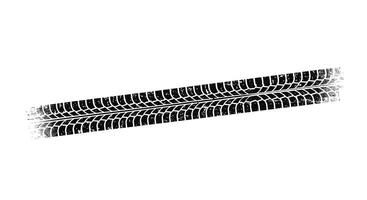 Two parallel tire tracks on a sandy surface showing clear tread patterns and texture vector