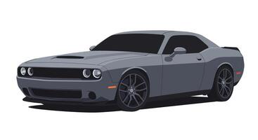Sleek gray sports car parked in a dynamic angle showcasing modern design features vector