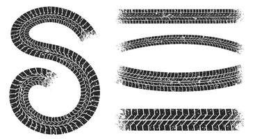 Tire tread patterns creating letters and shapes in a unique design layout vector