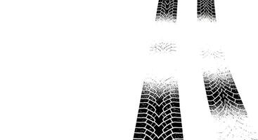 Tire tracks on a white background showcasing marks from vehicle movement and wear vector
