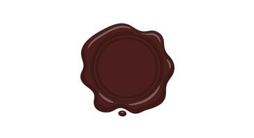 Dark chocolate wax seal with glossy surface and rounded edges on white background vector
