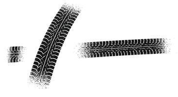 Tire tread marks showing distinct patterns on a white background vector