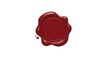 Red wax seal imprint on a white background with a smooth surface texture vector