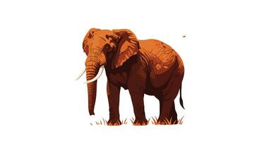 Digital illustration of a majestic elephant standing in a grassy landscape vector