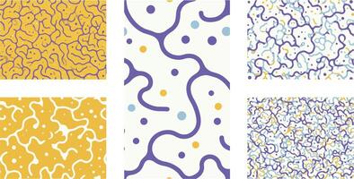 Colorful abstract patterns featuring lines and dots in various arrangements and colors vector