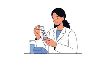 Scientist analyzing samples in a lab coat with minimal flat design art vector