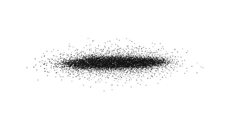 Black particles shifting into a smooth line in flat art