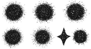Black splatter circles transition to star shape in minimal illustration vector