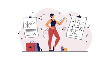 Creative designer working on project plans in flat art style vector