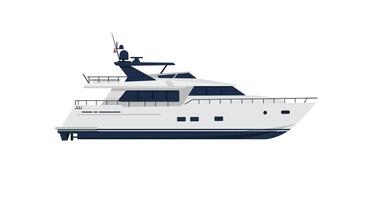Luxurious yacht in flat design style showcasing sleek contours and elegant features illustration vector