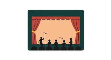 Stage performance with musicians and audience in flat art vector