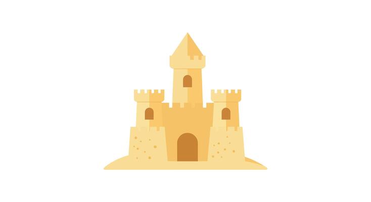 Sandcastle design featuring minimal details and soft colors in art
