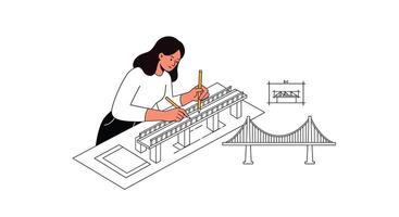 Architect sketching building design in flat style art vector