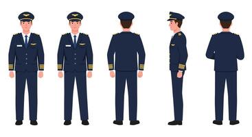 Pilot character design in detailed flat style for art vector