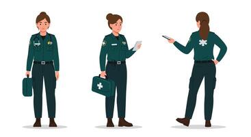 Medical professional in uniform performing tasks in flat illustration vector