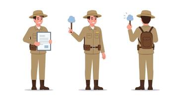 Ranger character in flat design showcasing document and cotton candy art vector