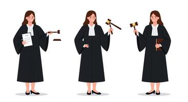 Judge character in various poses with minimal design style illustration vector