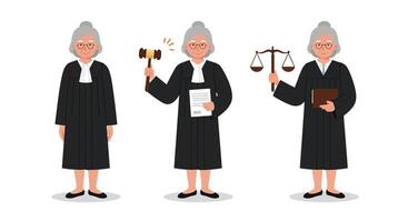 Judge character transformation from standing to action in flat illustration vector