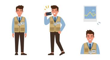 Character progression in minimal design showcasing a man taking a photo in art vector