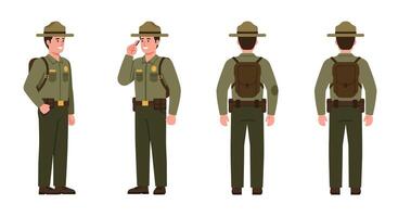 Ranger character in multiple poses with flat design style art vector
