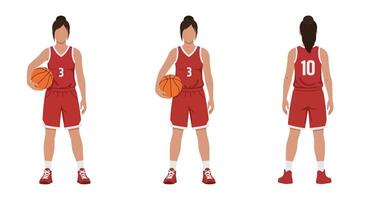 Basketball player character transformation in flat minimal illustration style vector